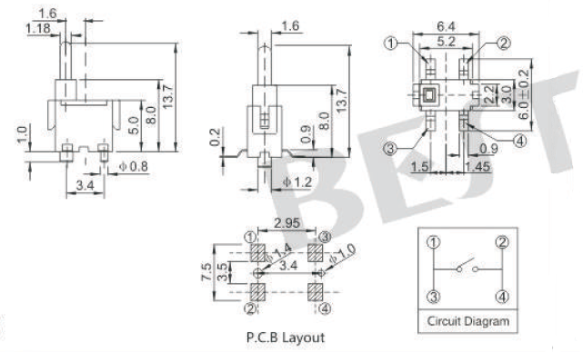 微動(dòng)開關(guān)TC-0030C參考圖紙 微動(dòng)開關(guān)TC-0030C參考圖紙