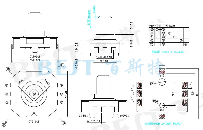 輕觸開關(guān)MT-11WW參考圖紙 輕觸開關(guān)MT-11WW參考圖紙